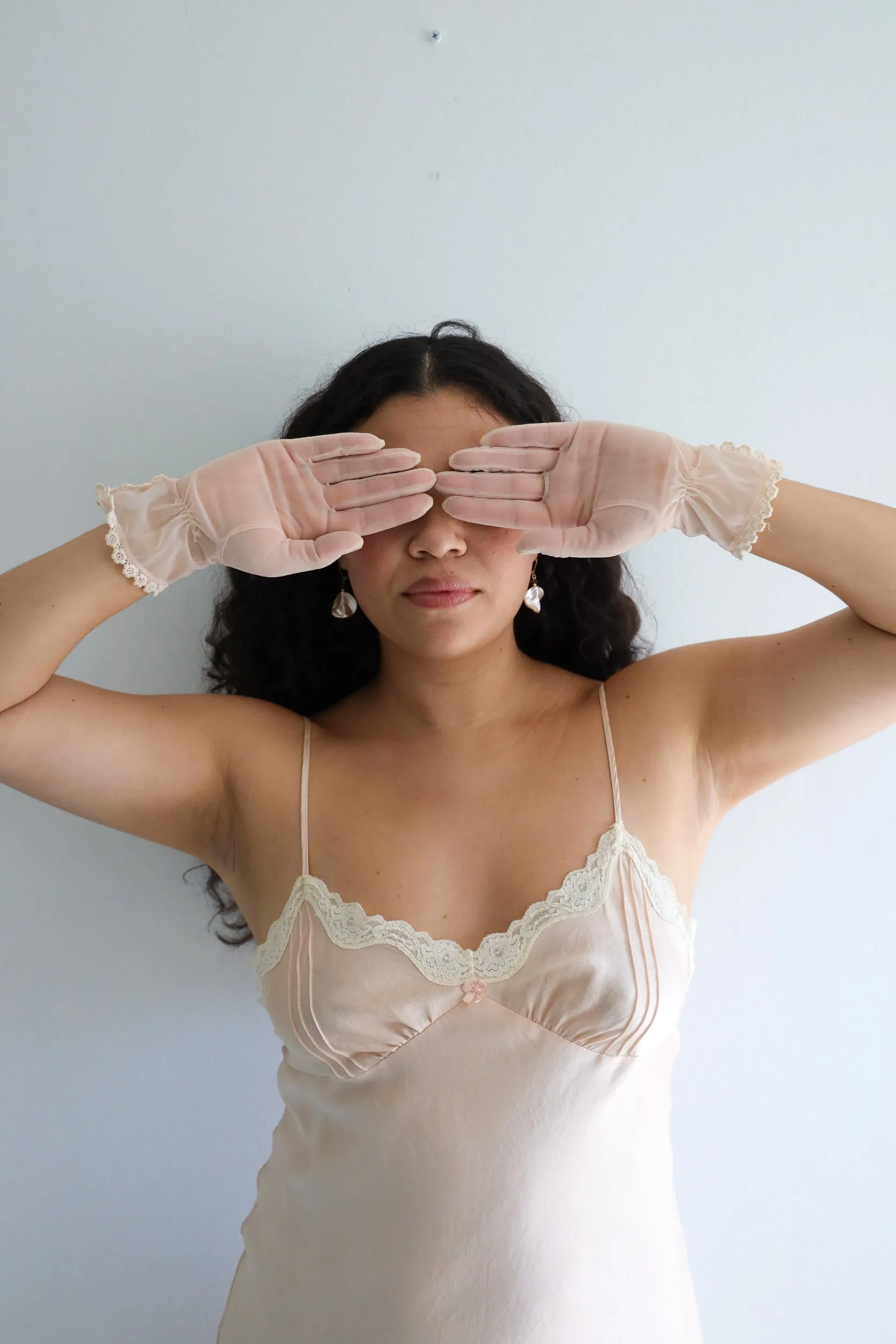 1960s Sheer Pale Pink Gloves