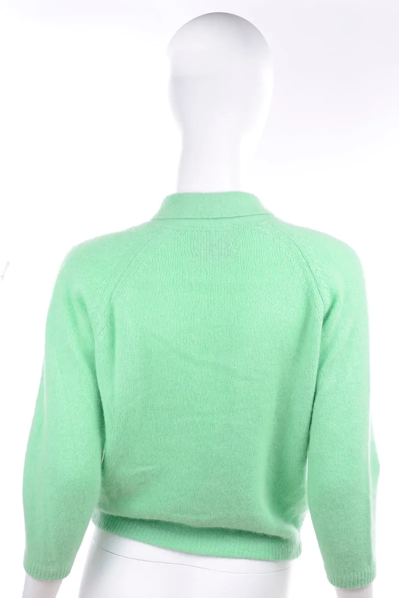 1960s Tami Pullover Vintage Sweater in Green Angora & Wool