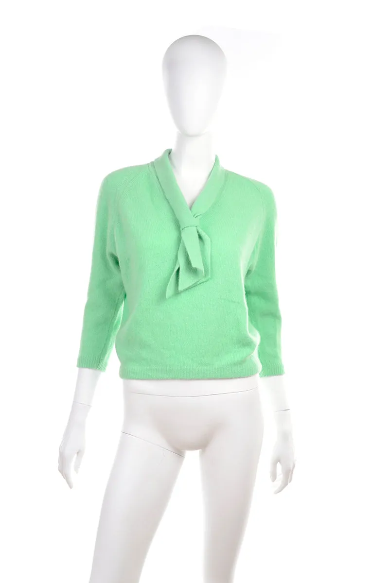 1960s Tami Pullover Vintage Sweater in Green Angora & Wool