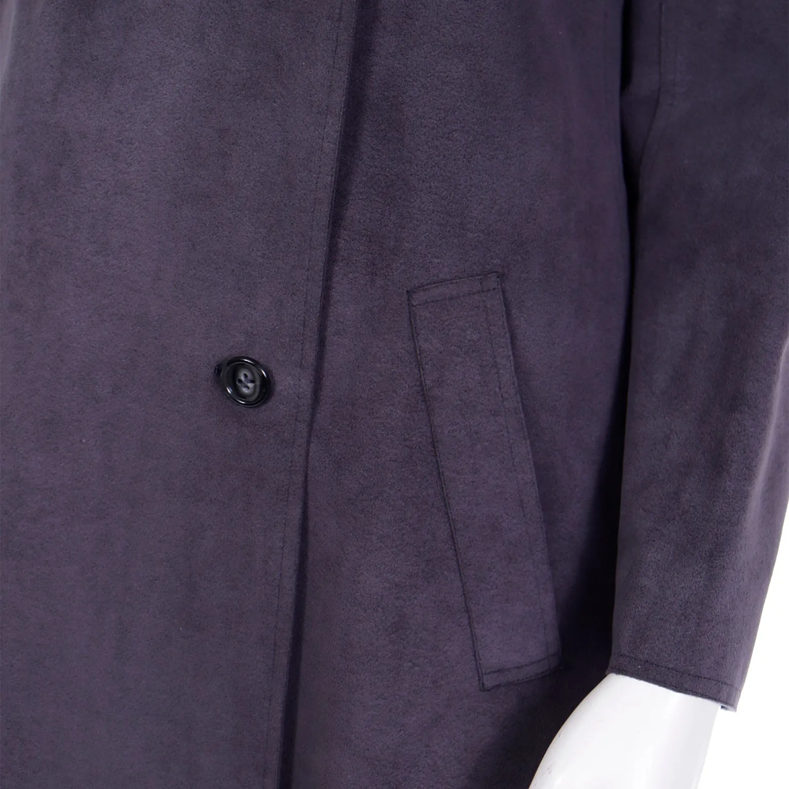 1970s Halston Vintage Steel Blue Grey Ultrasuede Coat