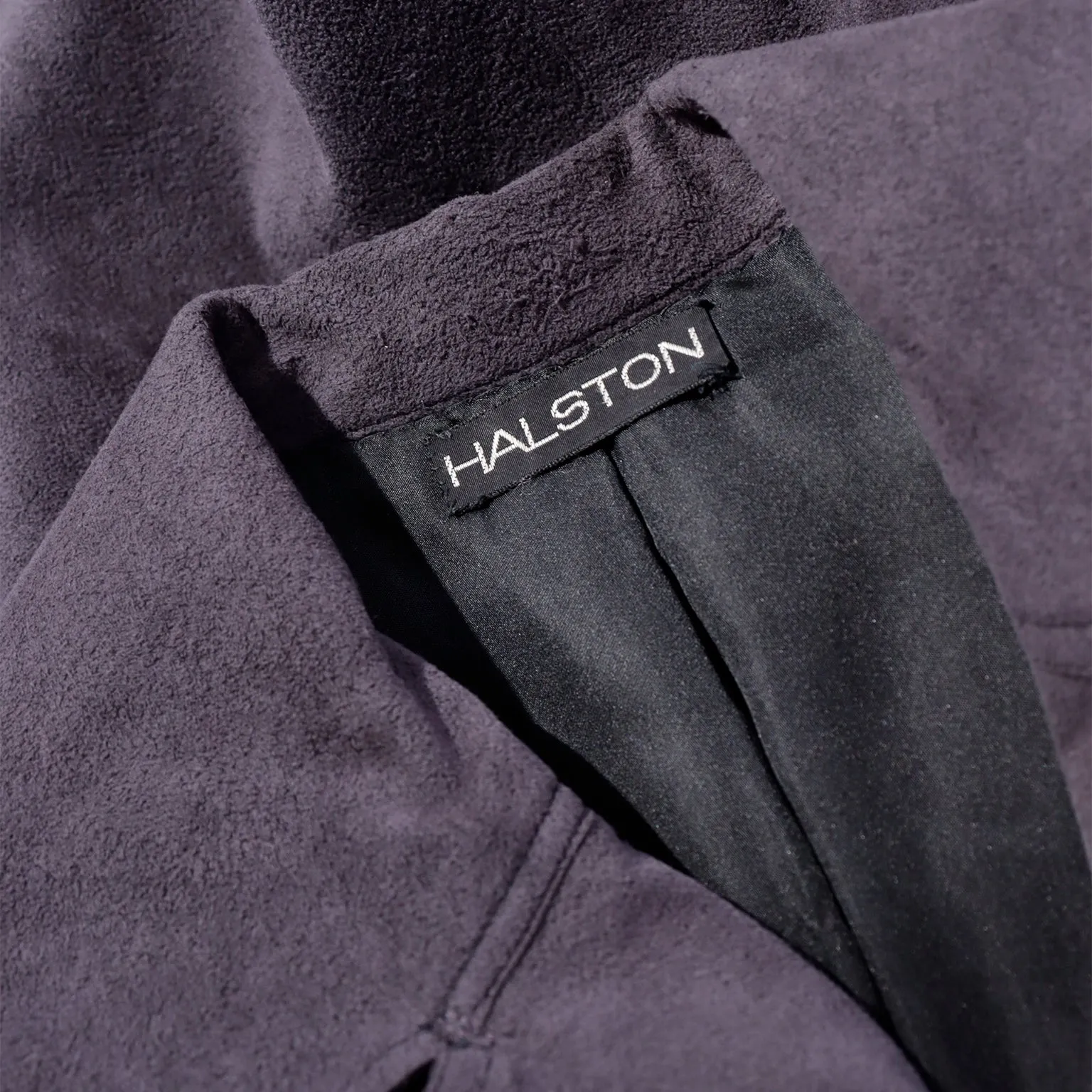 1970s Halston Vintage Steel Blue Grey Ultrasuede Coat