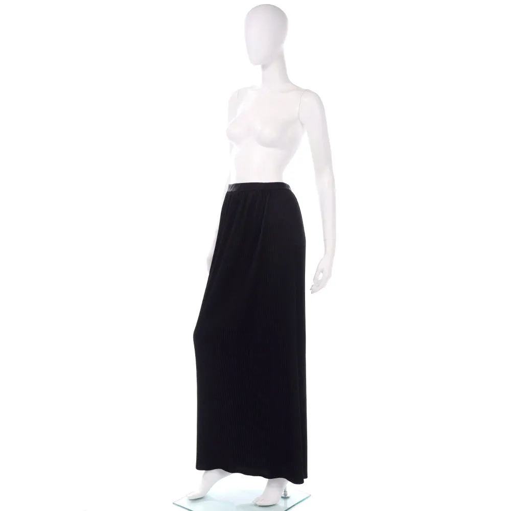 1970s KoKo Knits of California Black Ribbed Maxi Skirt