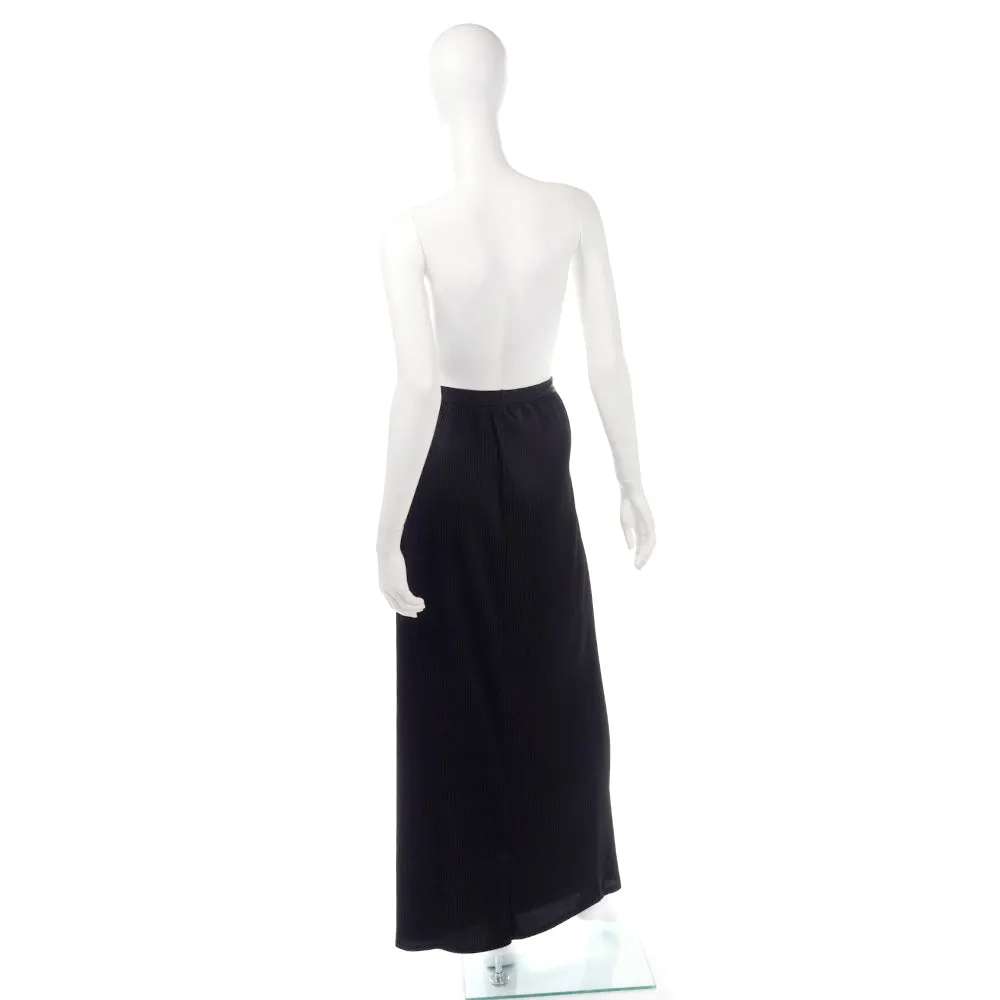 1970s KoKo Knits of California Black Ribbed Maxi Skirt