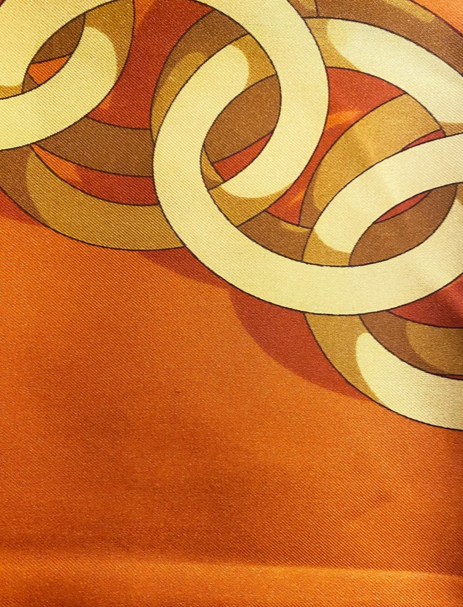 1980s Gucci Orange Gold Horsebit Silk Scarf