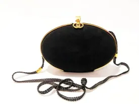 1980s GUCCI OVAL SHAPED EVENING SUEDE CLUTCH BOX BAG