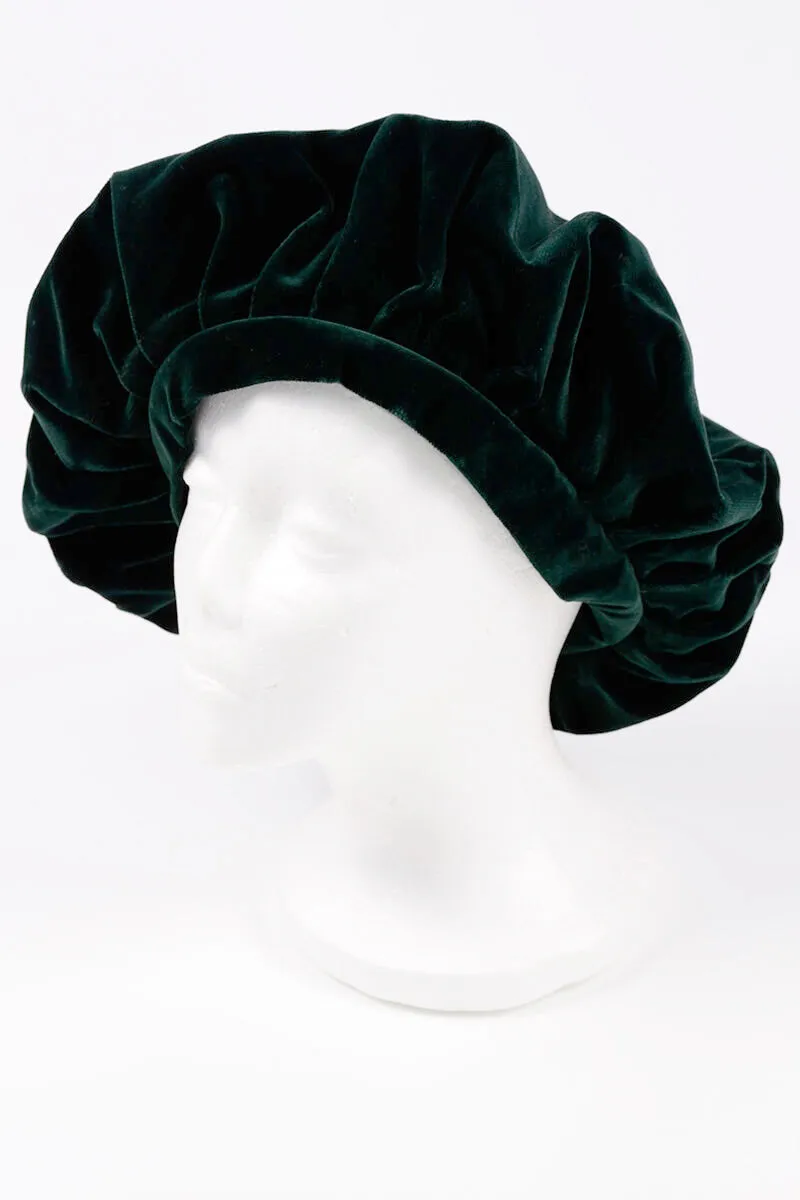 1980s Laura Ashley Green Slouchy Velvet Beret