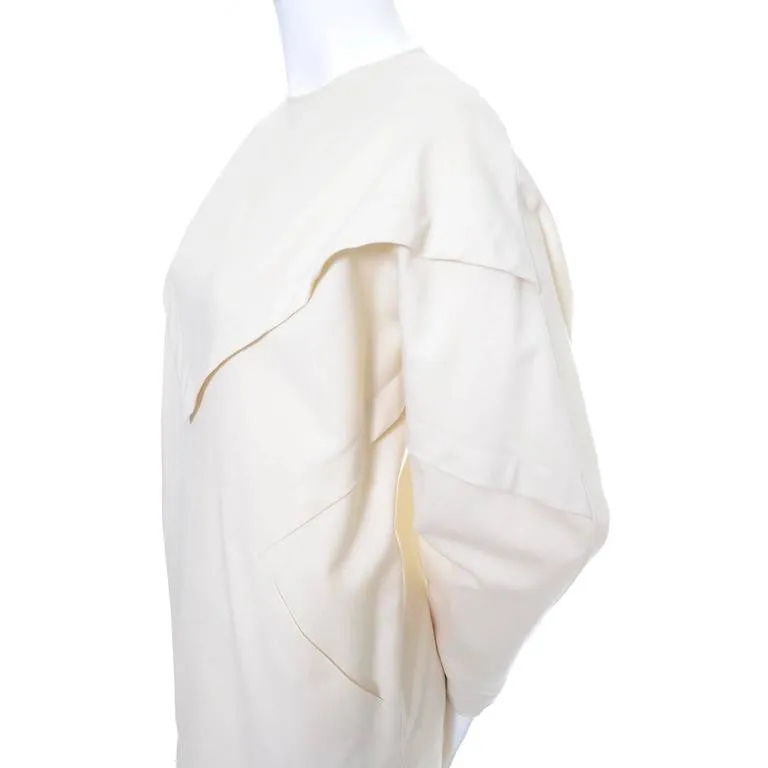 1980's Ronaldus Shamask Original Vintage Cream Wool Dress 6/8