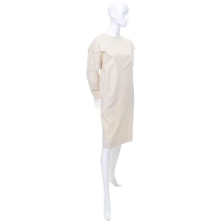 1980's Ronaldus Shamask Original Vintage Cream Wool Dress 6/8