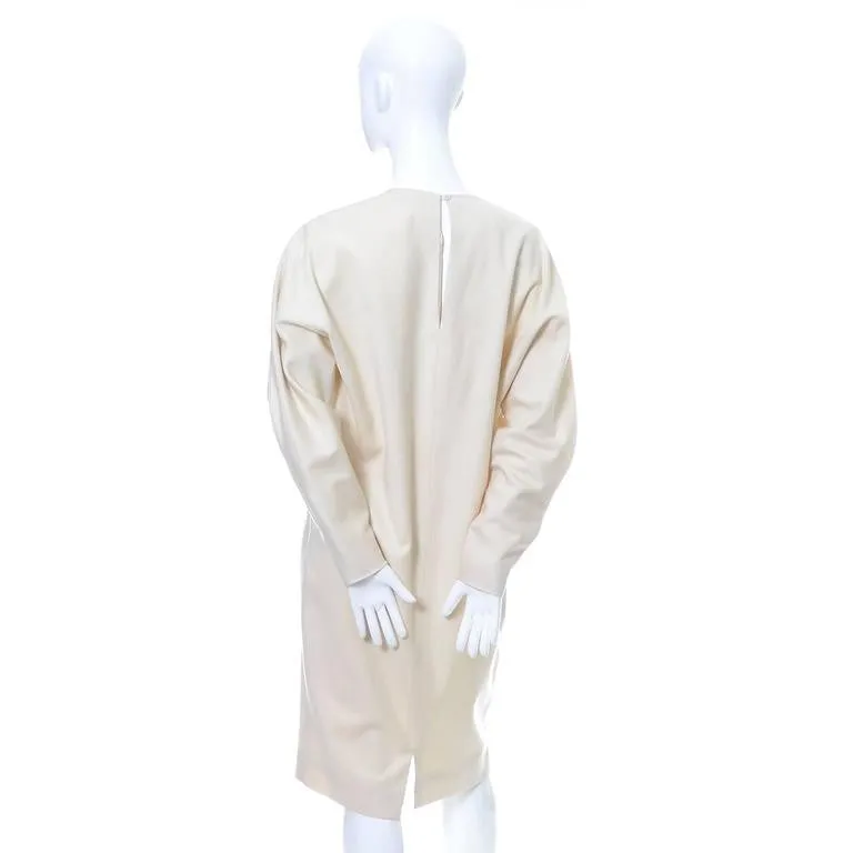 1980's Ronaldus Shamask Original Vintage Cream Wool Dress 6/8