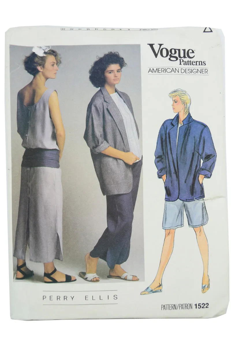 1985 Perry Ellis Vogue 1522 American Designer Pattern