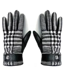 1990s GIANNI VERSACE HOUNDSTOOTH WOOL LEATHER MEDUSA GLOVES