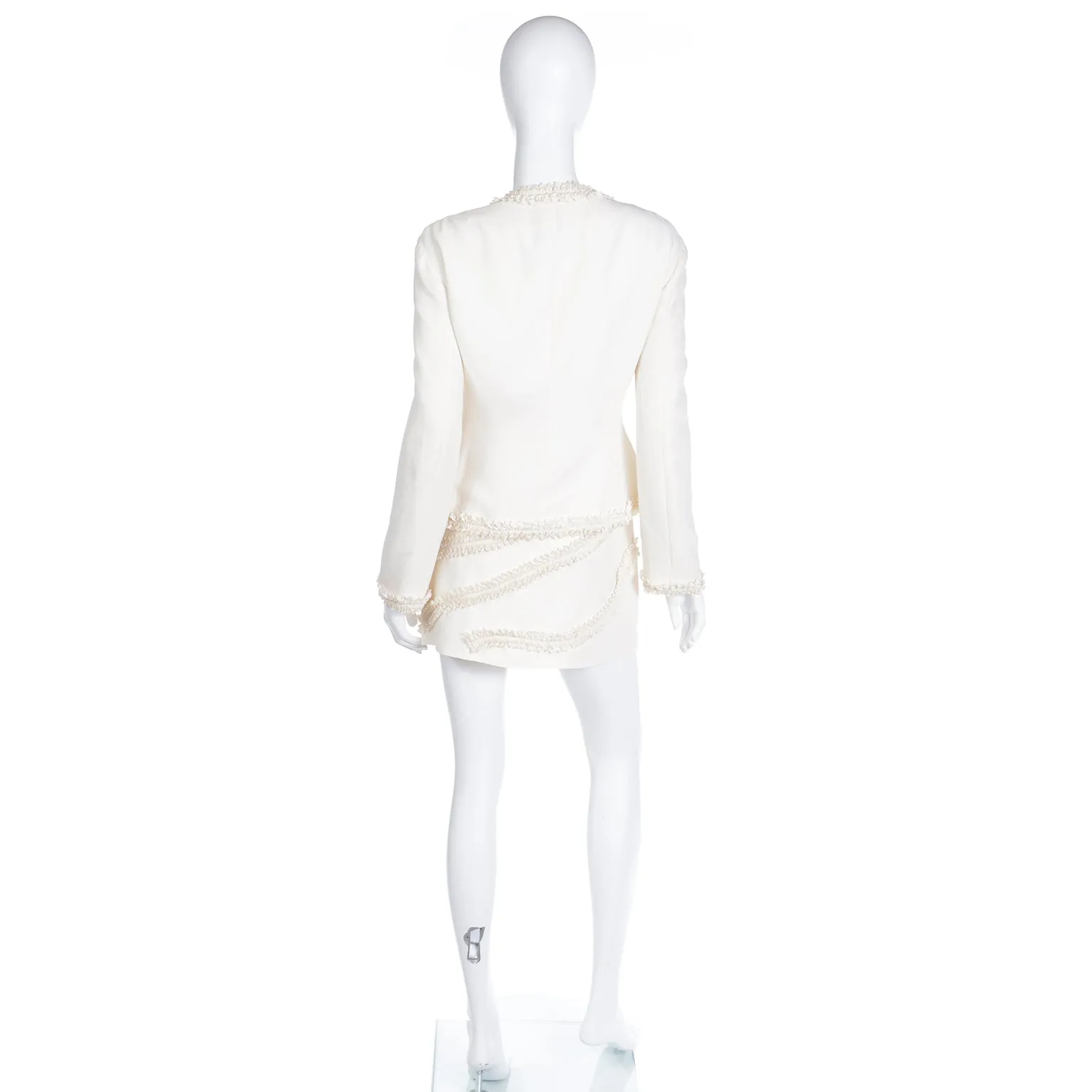 1994 Franco Moschino Nature Friendly Garment Cream Jacket & Skirt Suit