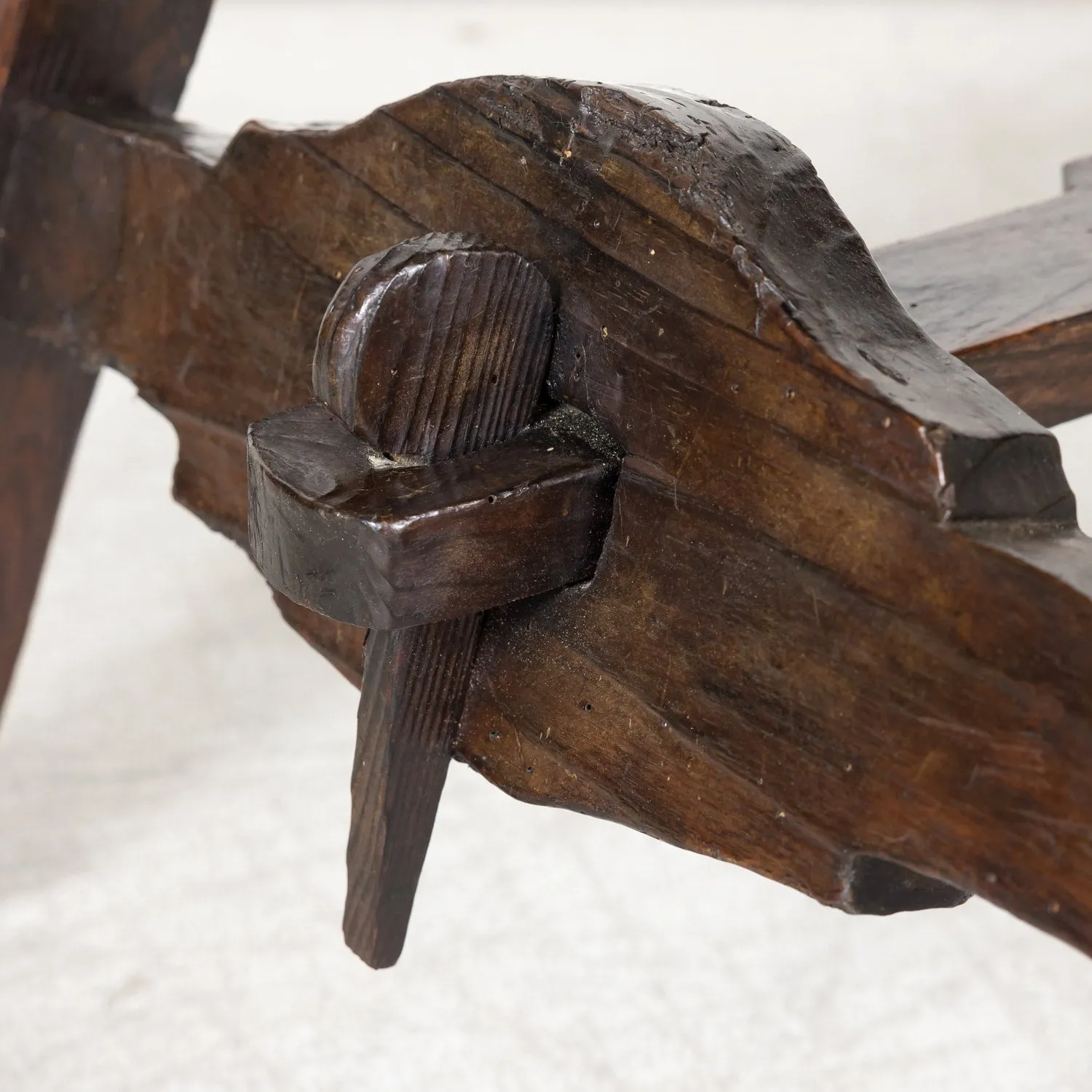 19th Century Spanish Catalan Pine Side Table with Stretcher