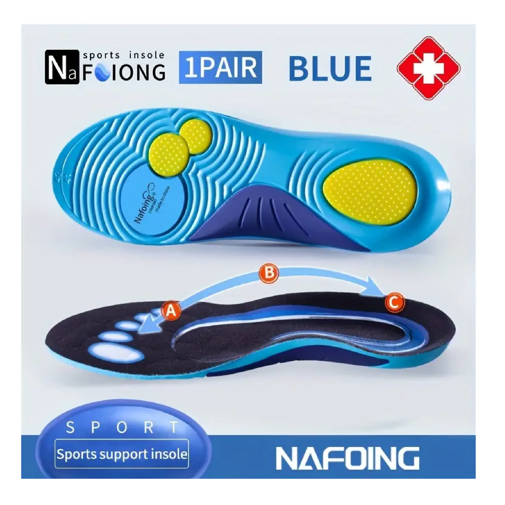 1Pair EVA Breathable Shock-absorbing Insoles For Men & Women