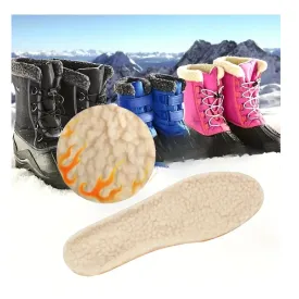 1pair Lamb Wool Warm Insoles, Massage Shock Absorption Insoles, Lamb Velvet Winter Sports Insoles, Can Be Cut