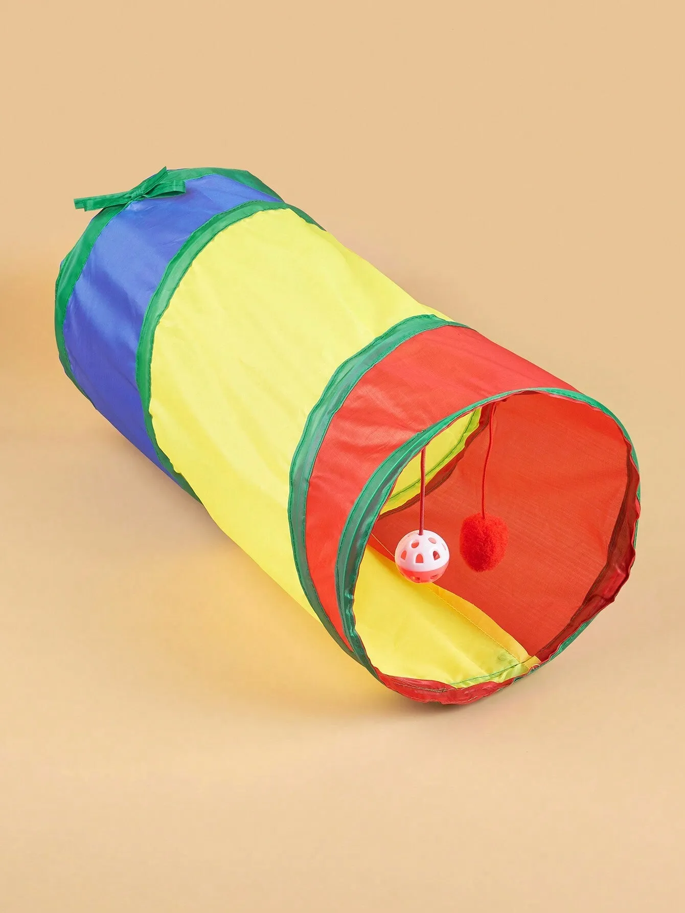 1pc Solid Color Pet Rabbit & Cat Toy With Bell And Foldable Tunnel