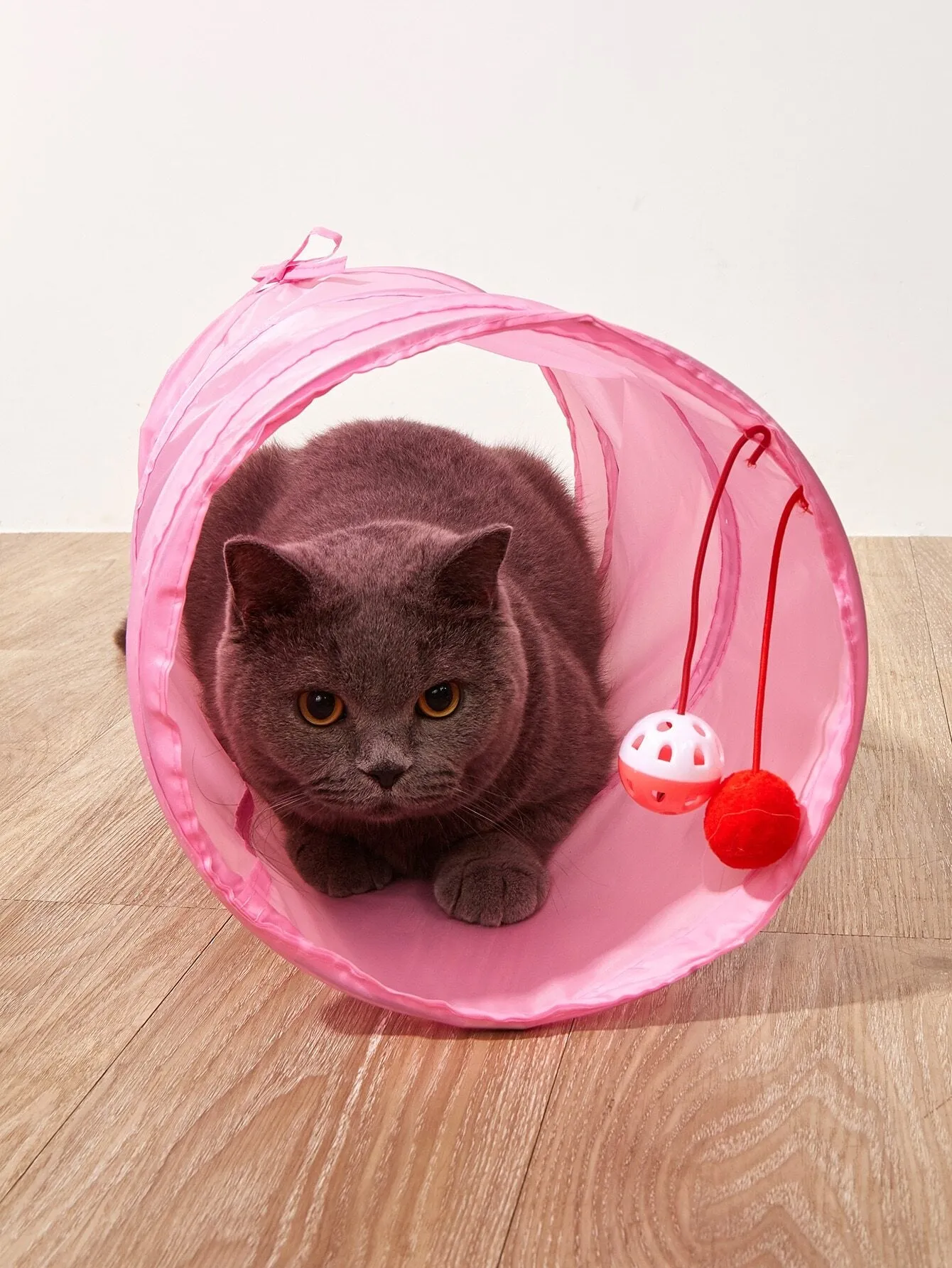 1pc Solid Color Pet Rabbit & Cat Toy With Bell And Foldable Tunnel