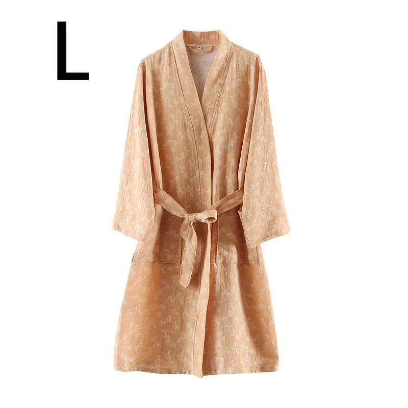 1pc Unisex Double Layer Cotton Gauze Bathrobe, Quick-Dry Absorbent Robe For Spring/Autumn, Modern Homewear Sleepwear, Couples Loungewear