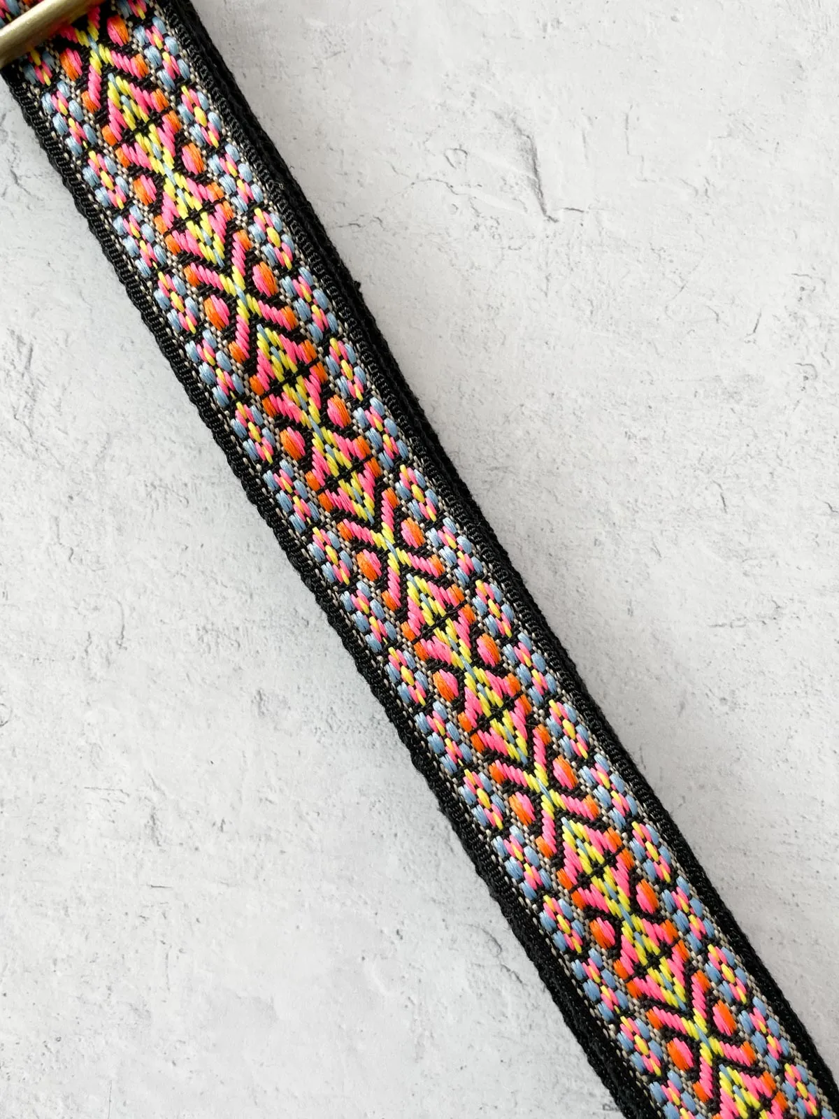 1" Mayan Embroidered Guitar Strap, Bright Multi