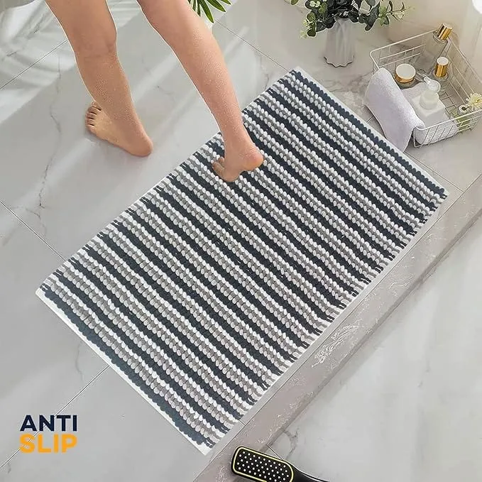 2 Piece Amalfi Super Soft Absorbent Bath Mat Set Jumbo Plush Cotton Pedestal Bath Rug with Modern Design for Bathroom OLIVIA ROCCO