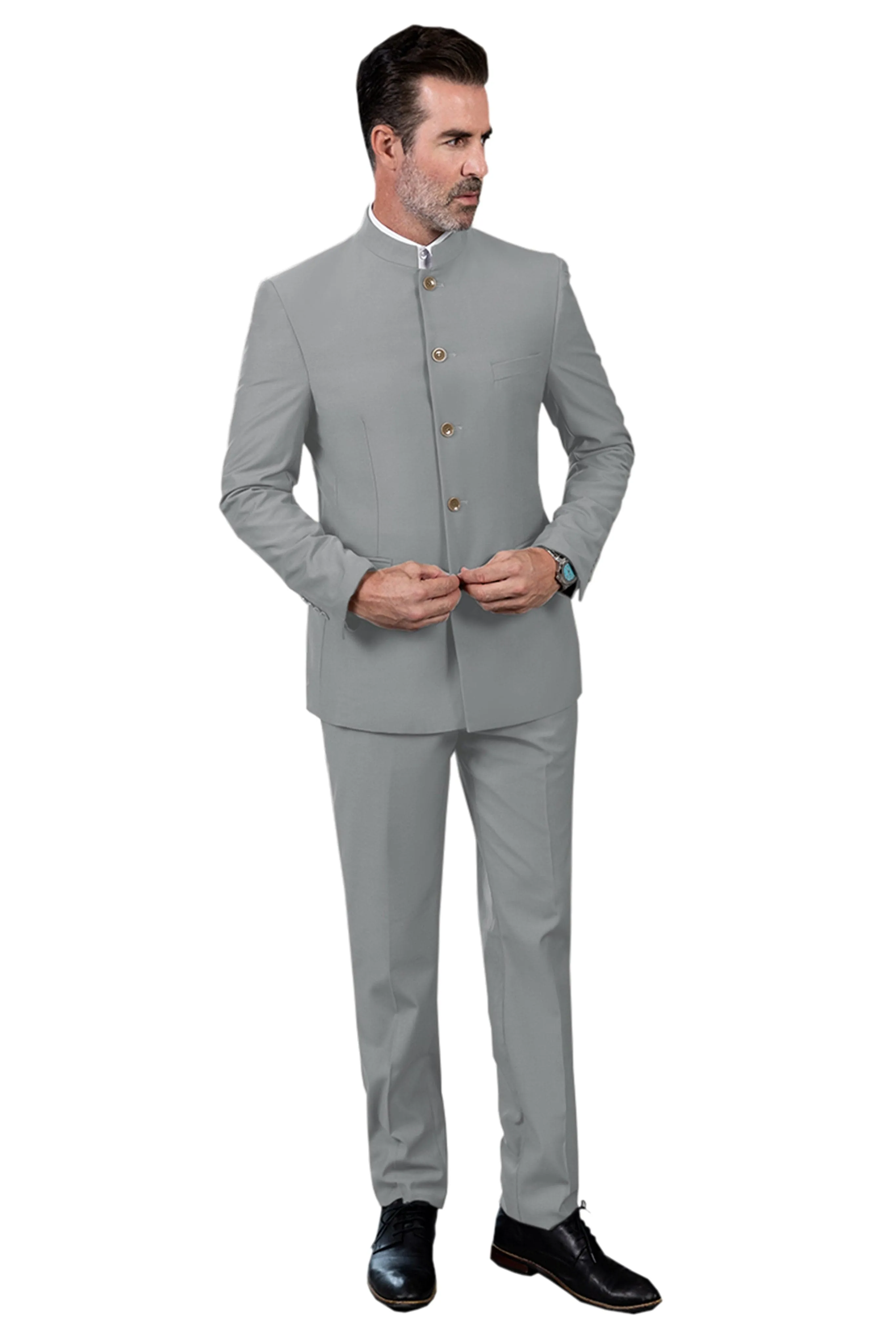 2 Piece Single Breasted Stand Lapel Men's Suit（Blazer Pants）