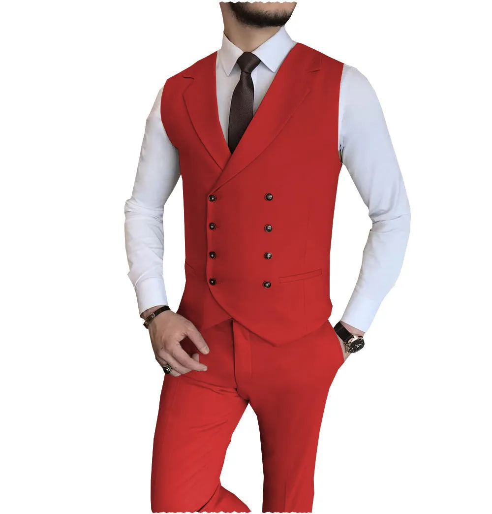 2 Pieces Casual Mens Fit Suit For Wedding (Vest   Pants)