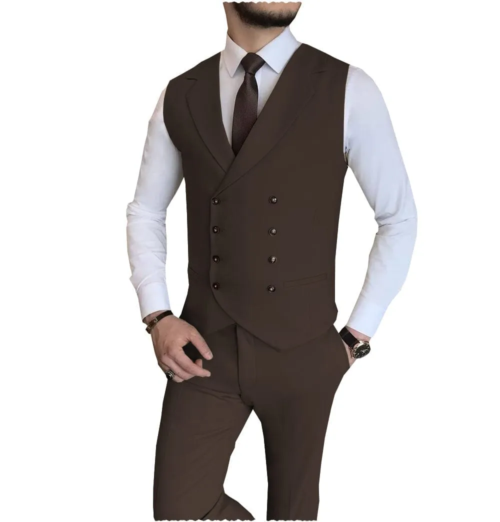 2 Pieces Casual Mens Fit Suit For Wedding (Vest   Pants)