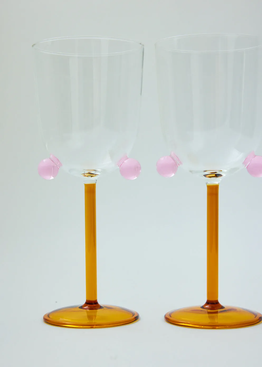 2 Pompom Wine Glasses