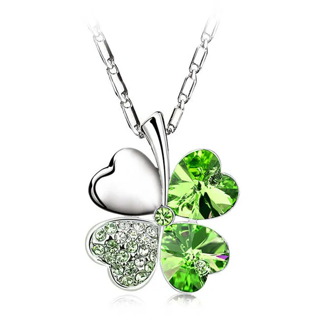 2017 Heart Chains Silver Crystal Clover Charm Pendants Fine Jewelry Statement Necklaces For Women Best Friend Black Friday