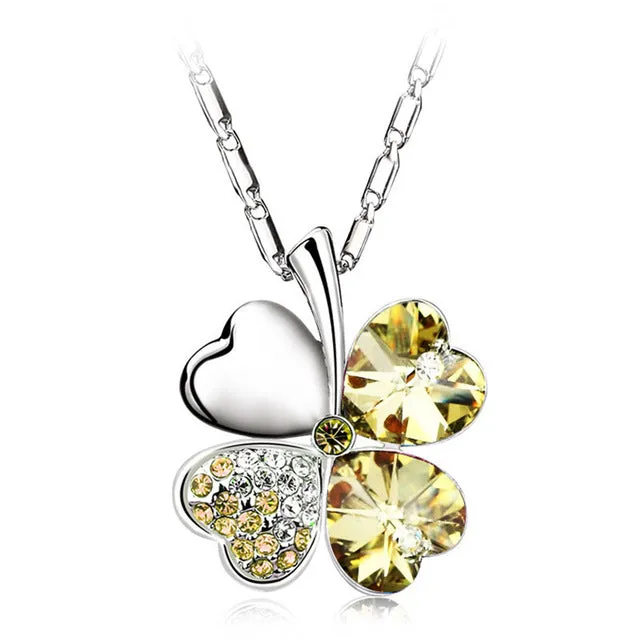 2017 Heart Chains Silver Crystal Clover Charm Pendants Fine Jewelry Statement Necklaces For Women Best Friend Black Friday