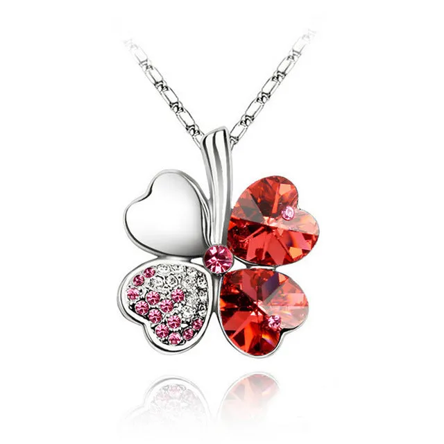 2017 Heart Chains Silver Crystal Clover Charm Pendants Fine Jewelry Statement Necklaces For Women Best Friend Black Friday