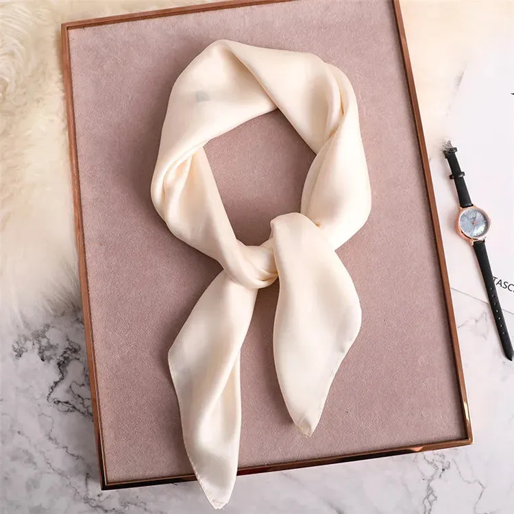 2022 New Fashion Summer Silk Square Scarf Solid Women Satin Neck Hair Tie Band Soft Beach Hijab Head Female Foulard Free Shiping