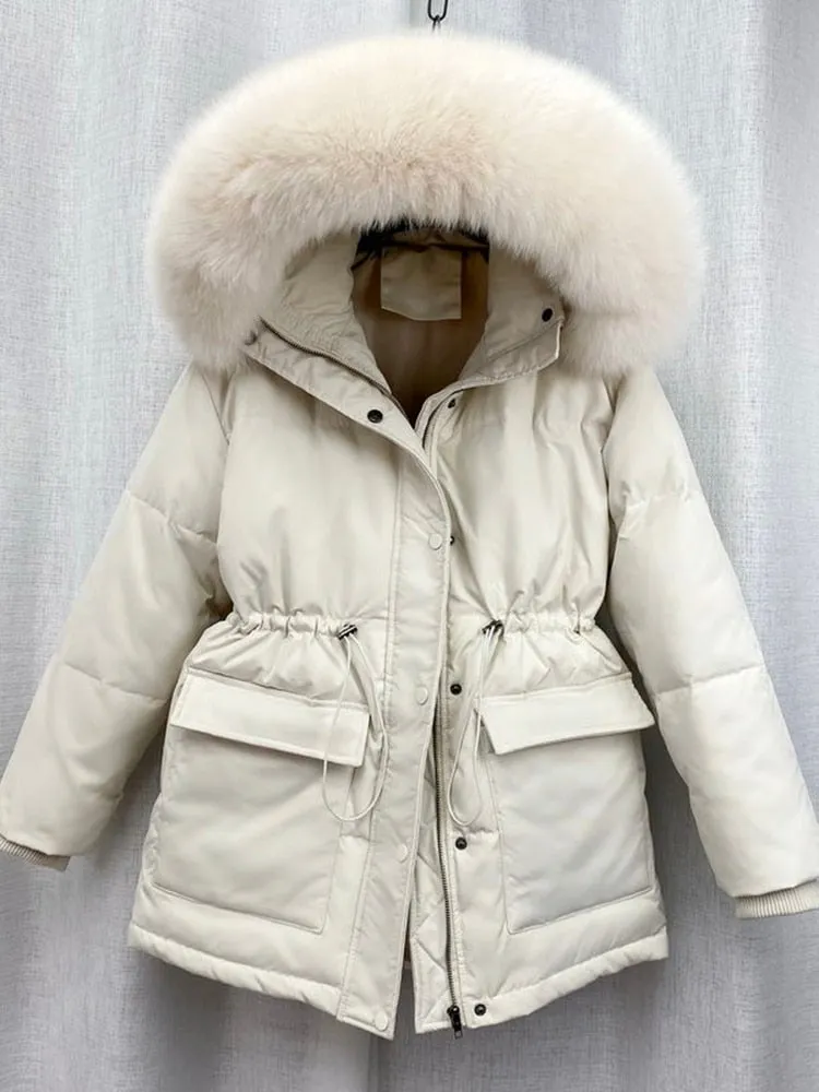 2023 Cotton Padded Fur Parka New Big Fur Collar Down Winter Jacket