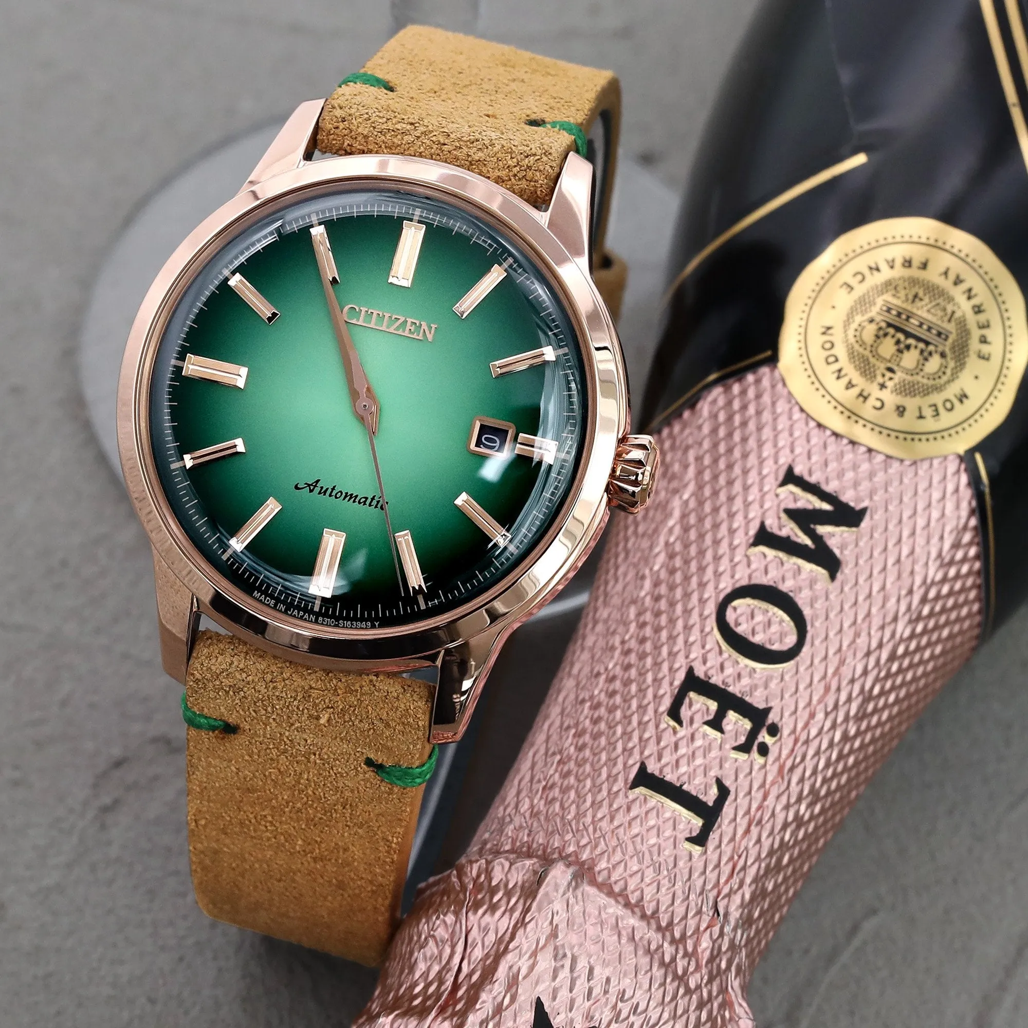 20mm Khaki Quick Release Italian Suede Leather Watch Strap, Green St.