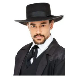 20s Wide Brim Fedora Hat Adult Black