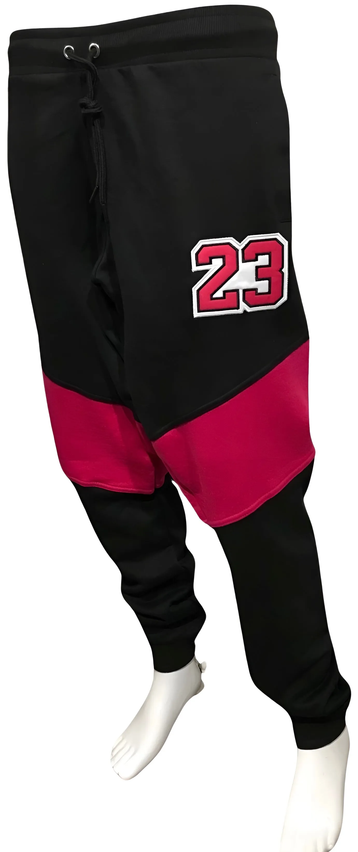 ^23^ (BLACK-HOT PINK) JOGGER SWEATPANTS (CUT & SEW) (UNISEX)