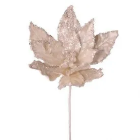 24" Silver Flake Metallic Poinsettia Stem