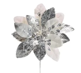 24" White/Silver Sequin and Gem Bloom