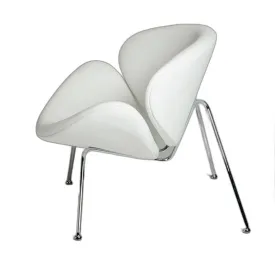 28" White Leatherette Accent Chair