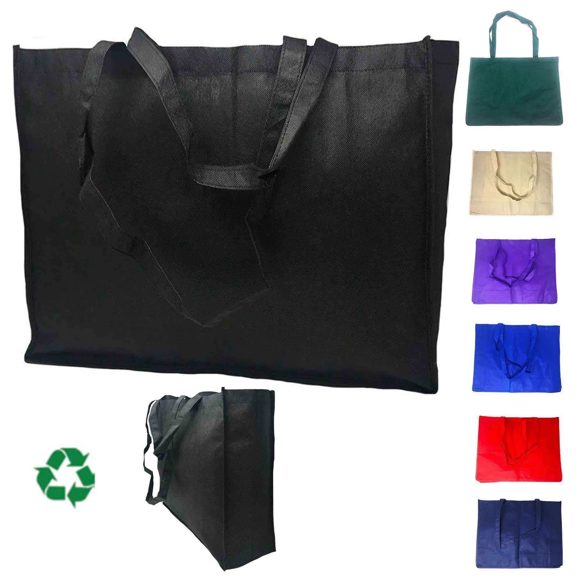 3 Pack Extra Large Reusable Grocery Shopping Tote Bags Recycled Eco Friendly 20inch