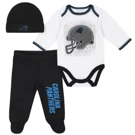 3-Piece Baby Boys Carolina Panthers Bodysuit, Footed Pant, and Cap Set