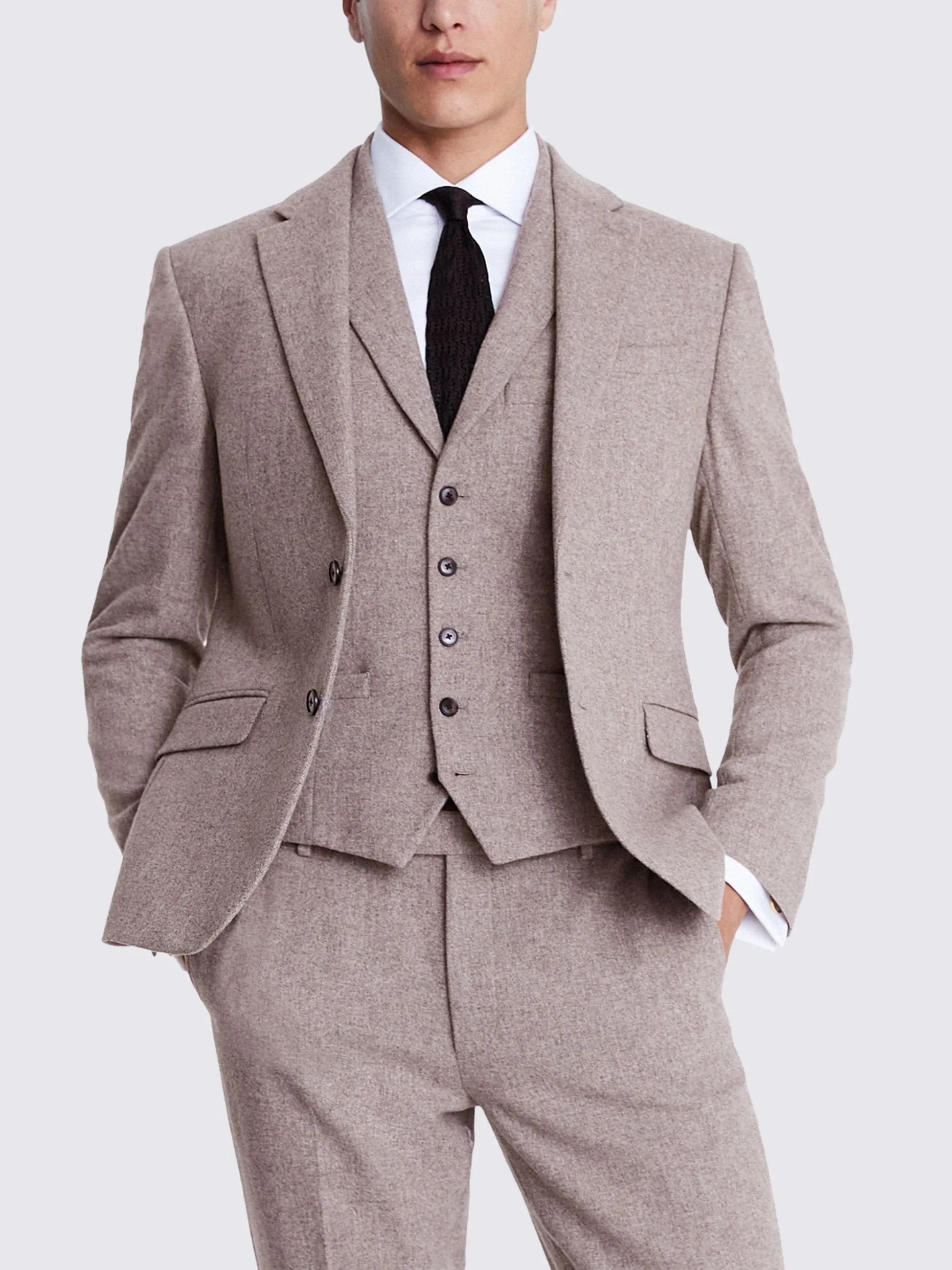 3 Piece Business Casual Double Button Notch Lapel Tweed Men Suit (Blazer Vest Pants)