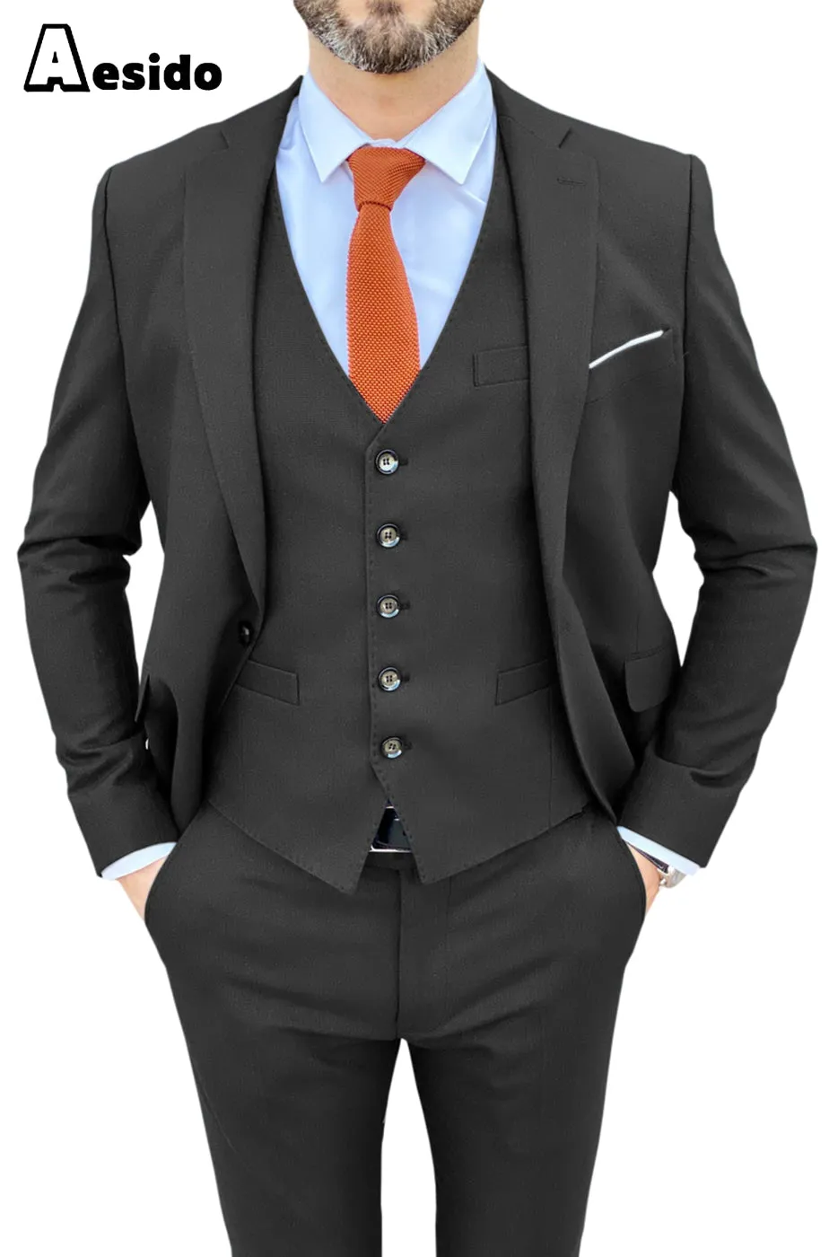 3 Piece Notch Lapel Business Suit For Men