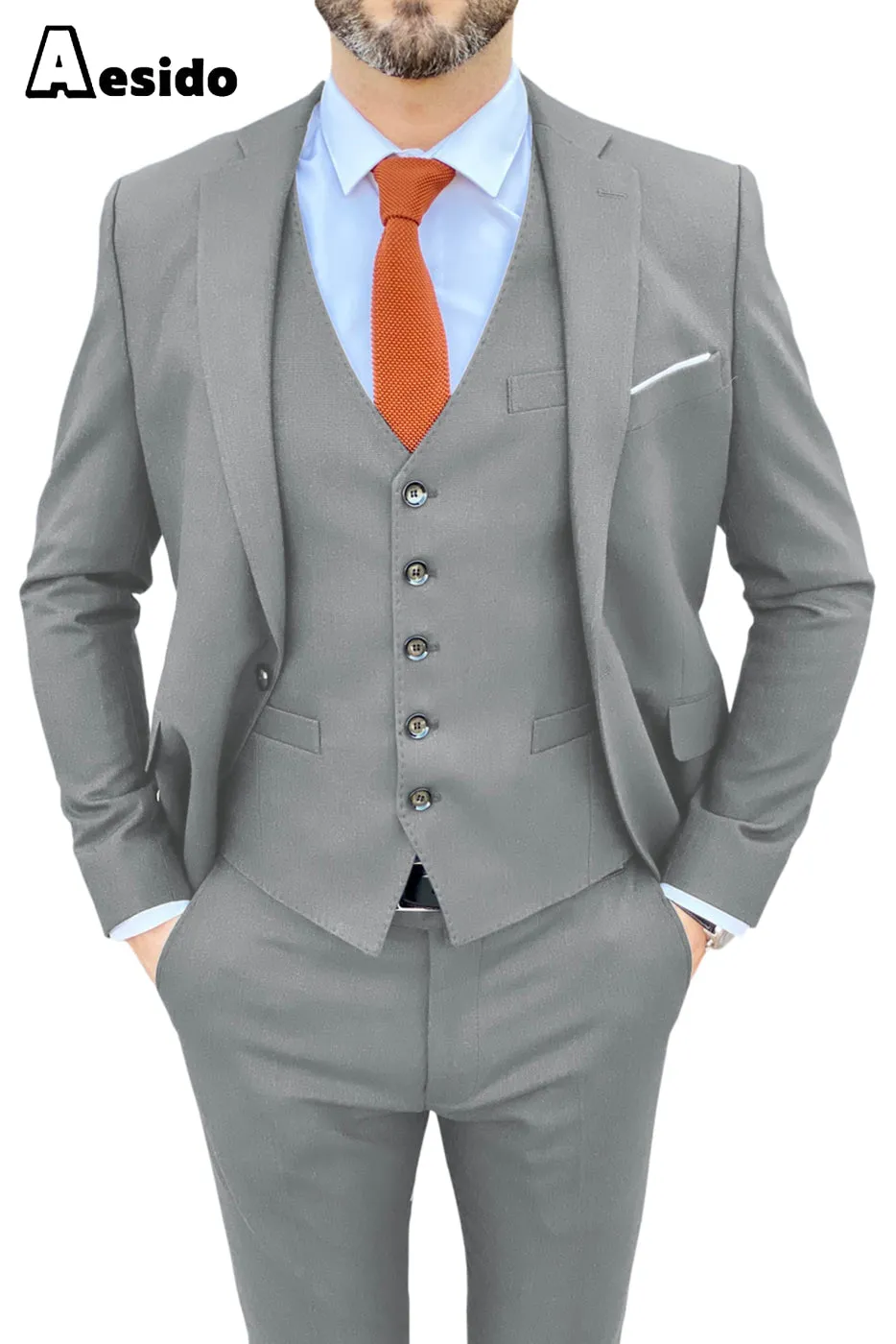 3 Piece Notch Lapel Business Suit For Men