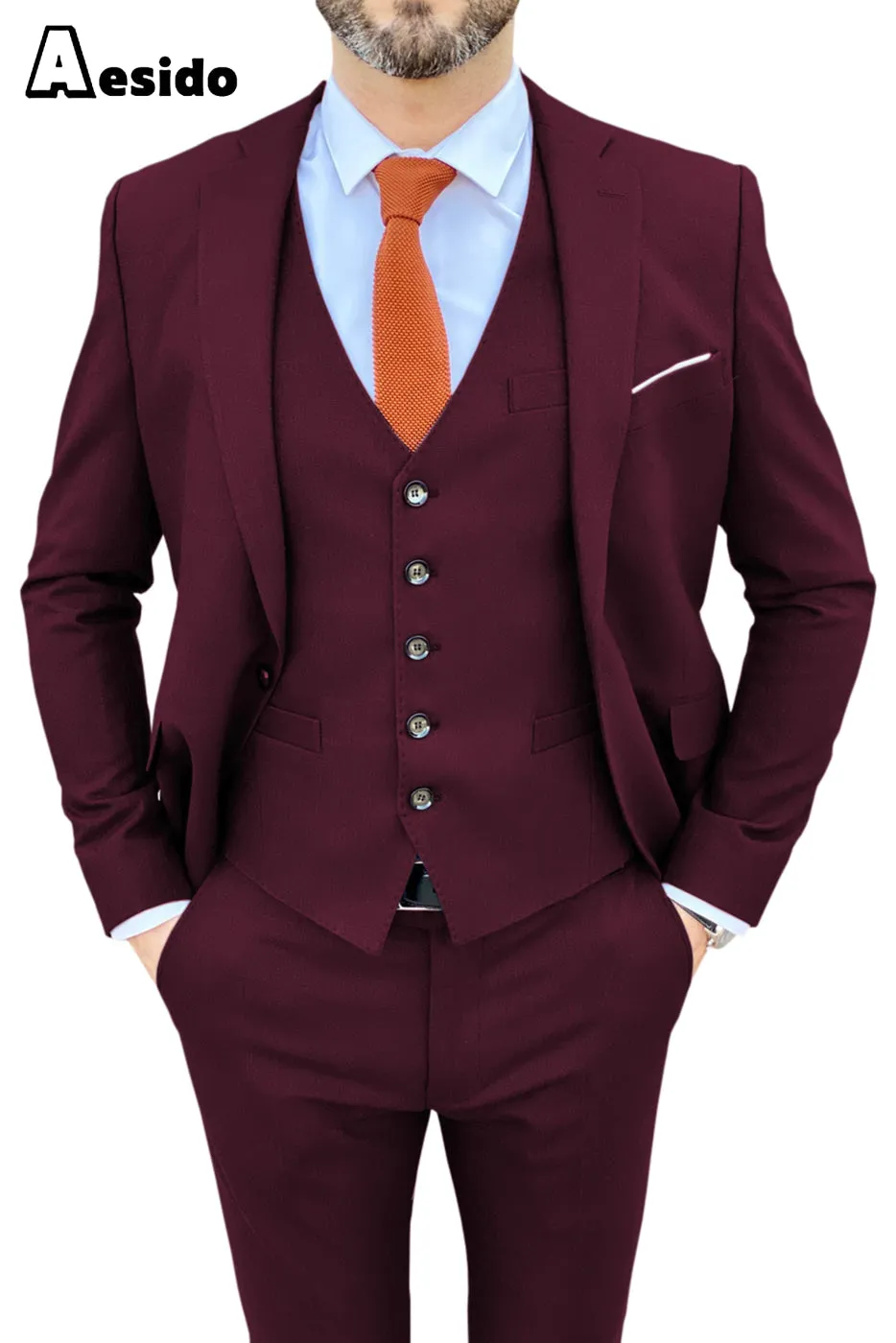 3 Piece Notch Lapel Business Suit For Men