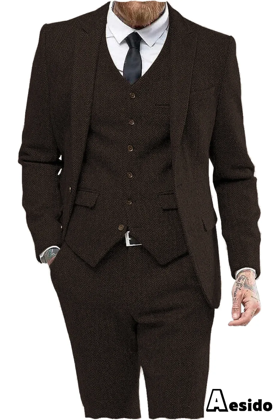 3 Piece Notch Lapel Men Suit (Blazer Vest Pants)