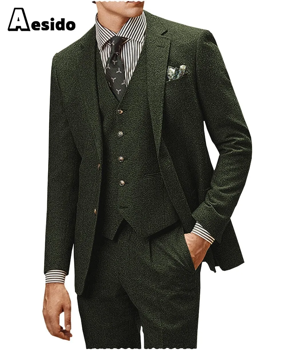 3 Pieces Notch Lapel Men Suit (Blazer Vest Pants)