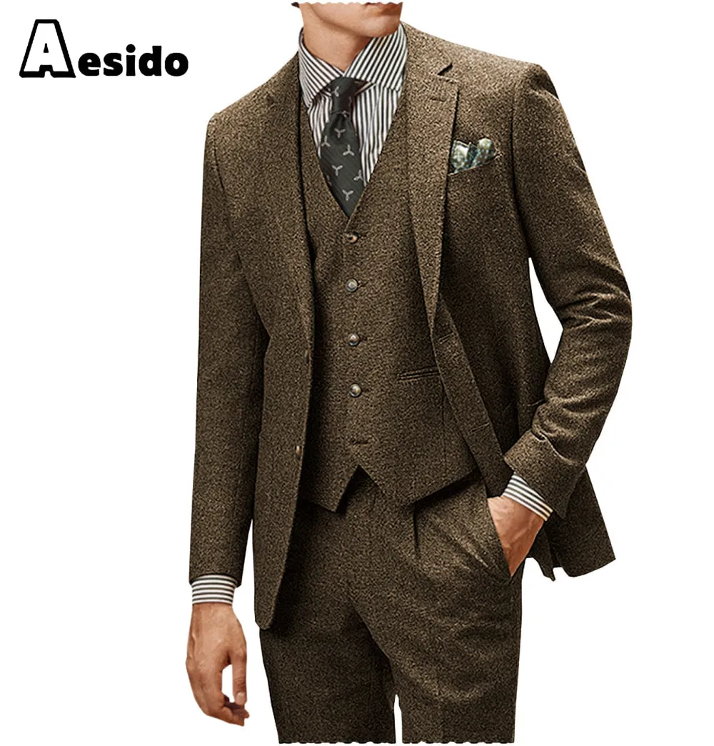 3 Pieces Notch Lapel Men Suit (Blazer Vest Pants)