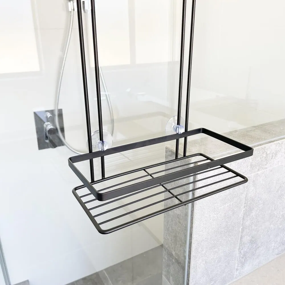 3 Tier Zinc Plated Over Door Shower Caddy Matte Black