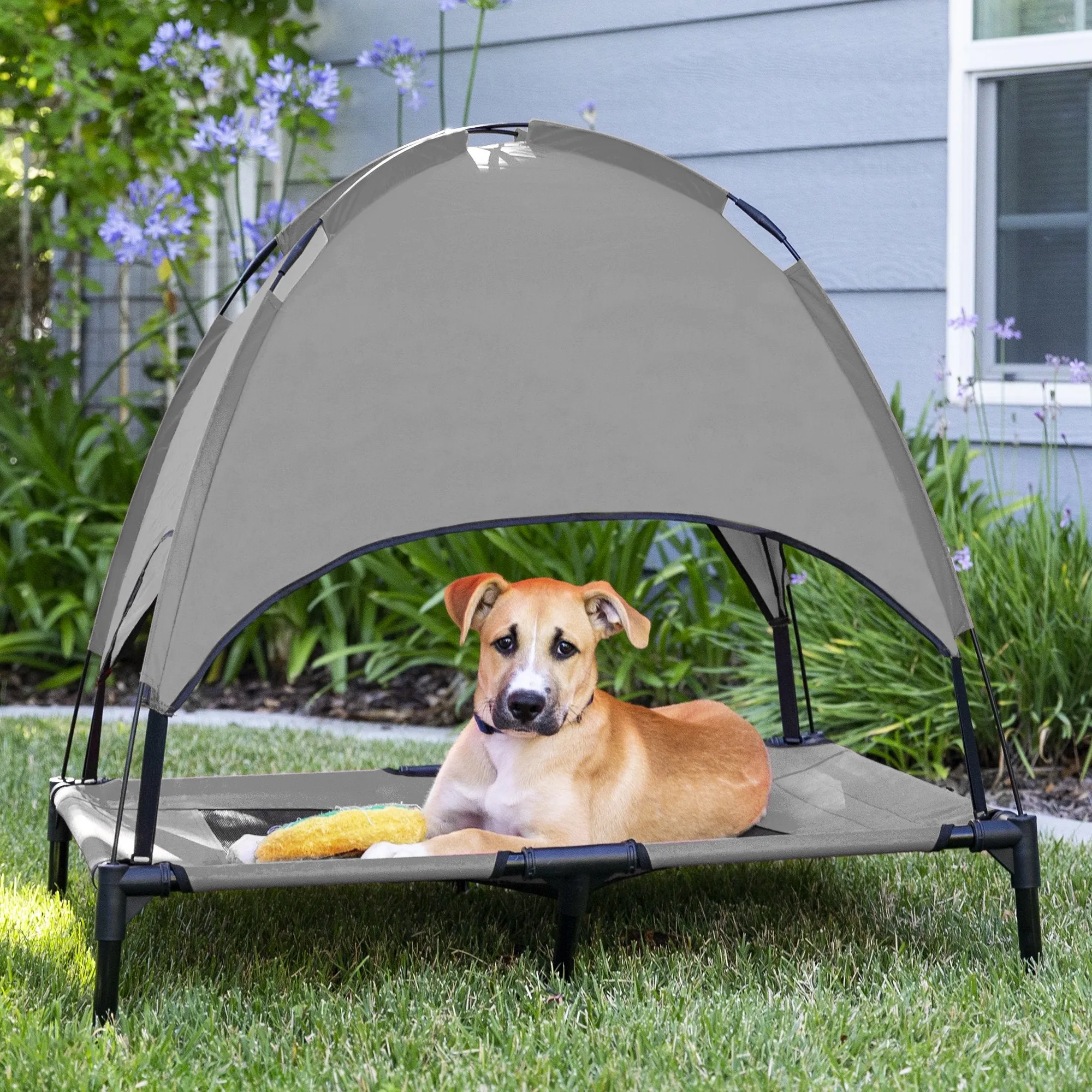 30in Raised Cooling Dog Bed w/ Removable Canopy